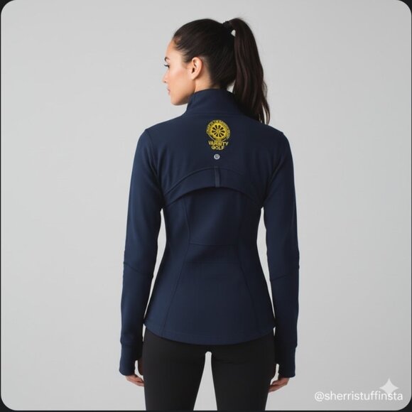Lululemon Define Athletic Jacket Embroidered Sacred Heart Luon Mineral Blue 2 - Picture 1 of 10